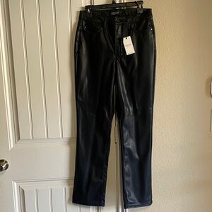 NWT- Judy Blue Black Faux Leather Straight leg pants - Sz 5/27